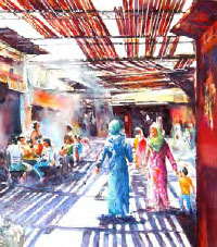 Painting of Marrakech, Maxine Relton
